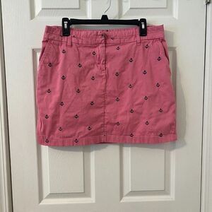 British Khaki Pink Skirt W/Blue Anchors Size 10